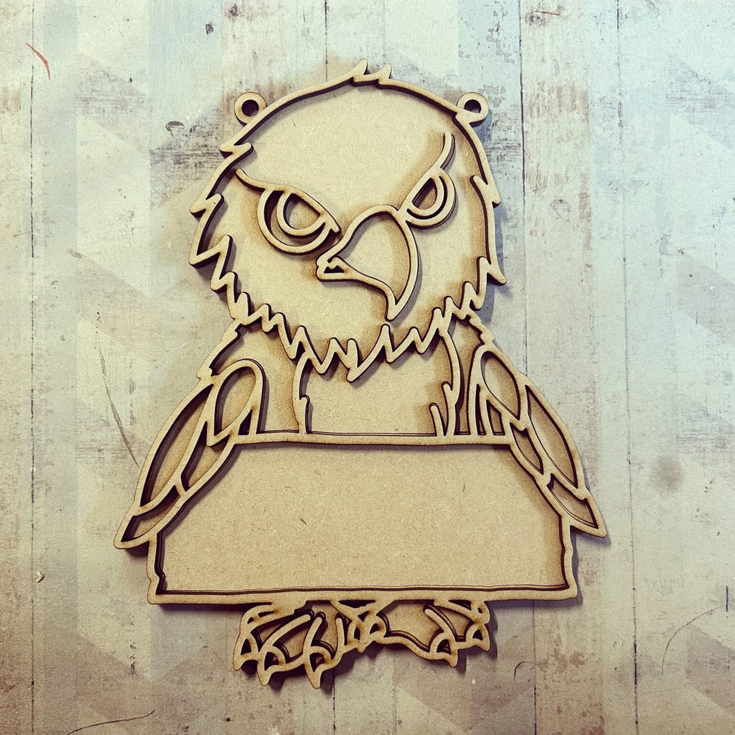 OL3699 - MDF 20cm Doodle Hanging - Eagle Sign - Olifantjie - Wooden - MDF - Lasercut - Blank - Craft - Kit - Mixed Media - UK