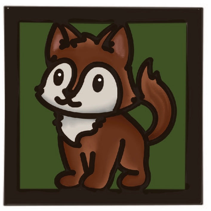 OL4484 - MDF Ladder Insert Tile - Doodle Cute Wolf 1 - Olifantjie - Wooden - MDF - Lasercut - Blank - Craft - Kit - Mixed Media - UK