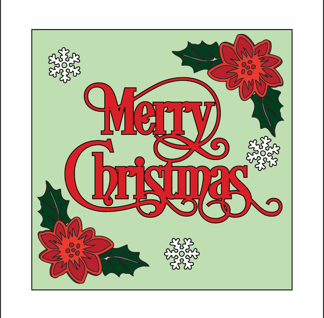 OL3578 - MDF Ladder Insert Tile - Merry Christmas Poinsettia - Olifantjie - Wooden - MDF - Lasercut - Blank - Craft - Kit - Mixed Media - UK