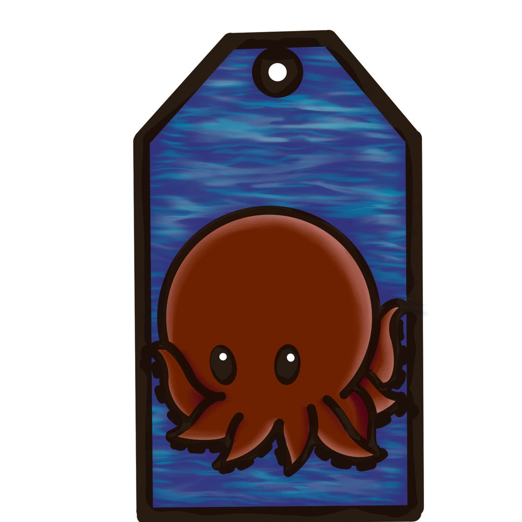 OL4554 - MDF Doodle Tag Hanging - Octopus - Olifantjie - Wooden - MDF - Lasercut - Blank - Craft - Kit - Mixed Media - UK