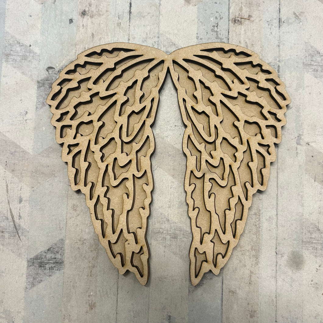 OL3632 - Geometric shape (optional backing) - Angel wings - Olifantjie - Wooden - MDF - Lasercut - Blank - Craft - Kit - Mixed Media - UK