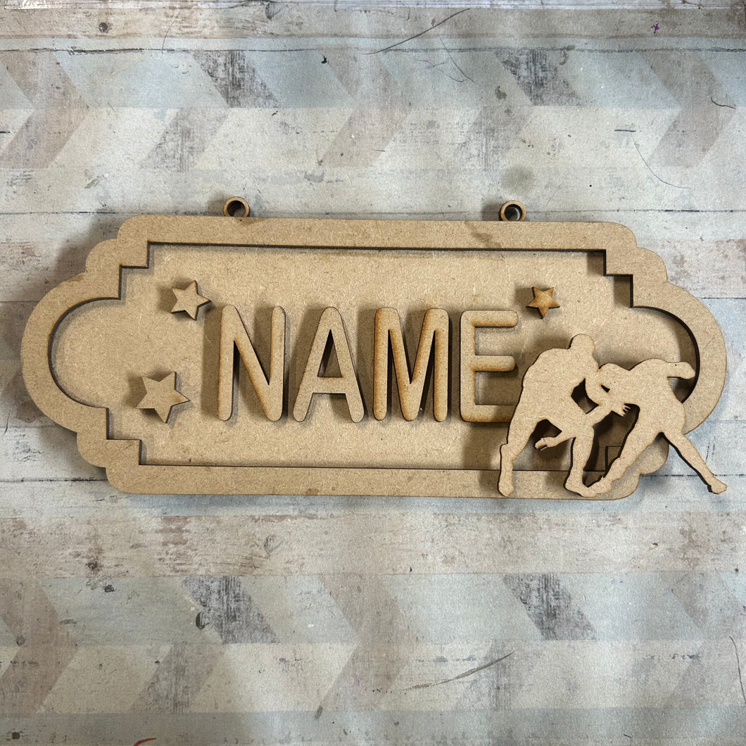 SS197 - MDF Wrestlers - Personalised Street Sign - Small (6 letters) - Olifantjie - Wooden - MDF - Lasercut - Blank - Craft - Kit - Mixed Media - UK