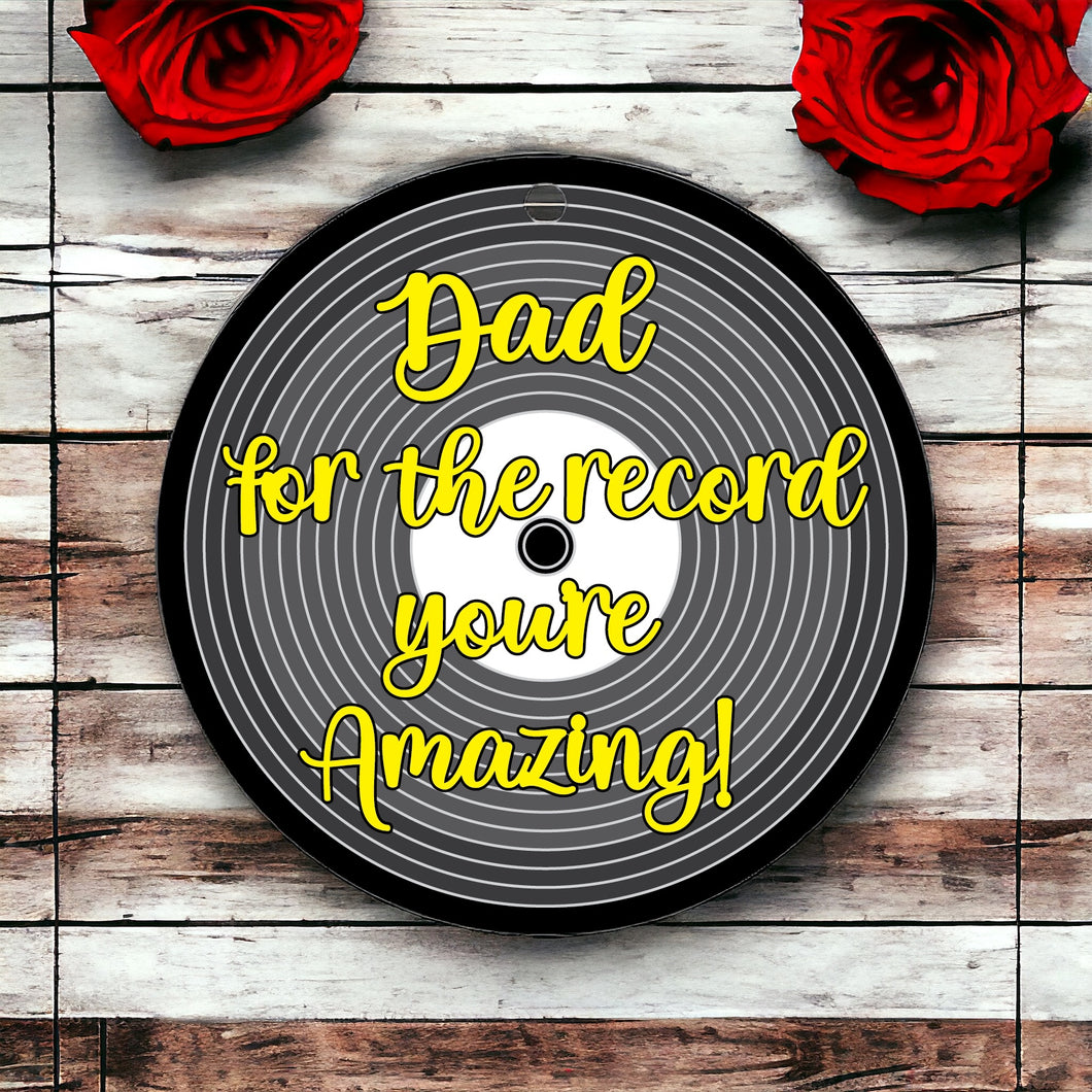 MDF - OL4317 Engraved Vinyl disc with 3d personalised writing - for the record you’re amazing - Olifantjie - Wooden - MDF - Lasercut - Blank - Craft - Kit - Mixed Media - UK