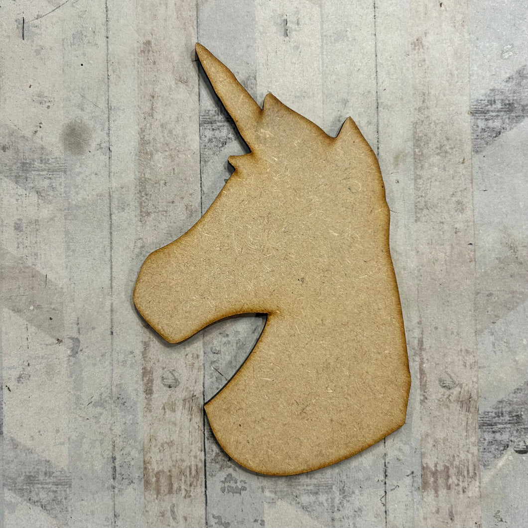 PL060 - MDF Blank Plaque - Optional Hanging - Unicorn Head - Olifantjie - Wooden - MDF - Lasercut - Blank - Craft - Kit - Mixed Media - UK