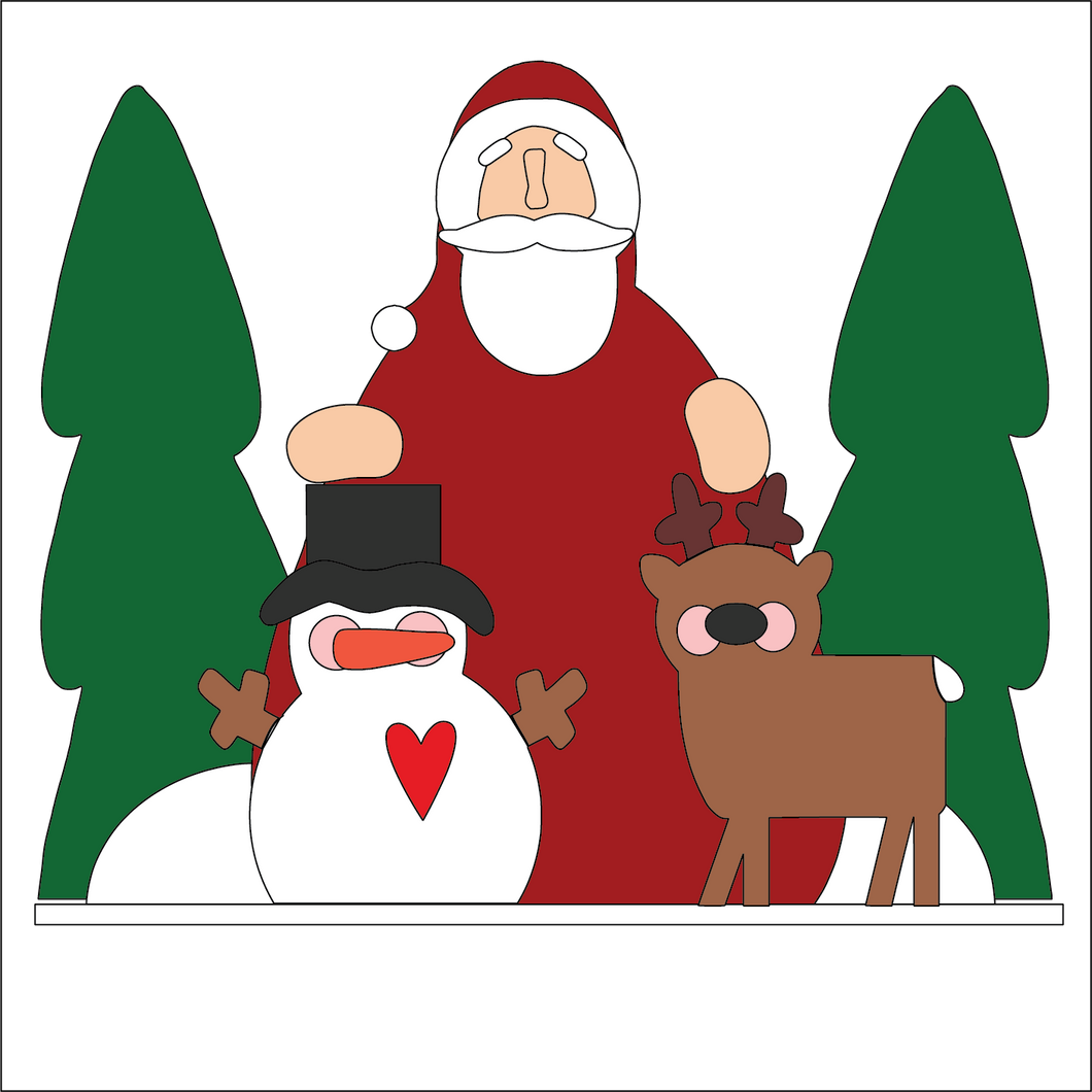NO743 - MDF Large Folk Freestanding - Santa Scene Craft Kit - Olifantjie - Wooden - MDF - Lasercut - Blank - Craft - Kit - Mixed Media - UK