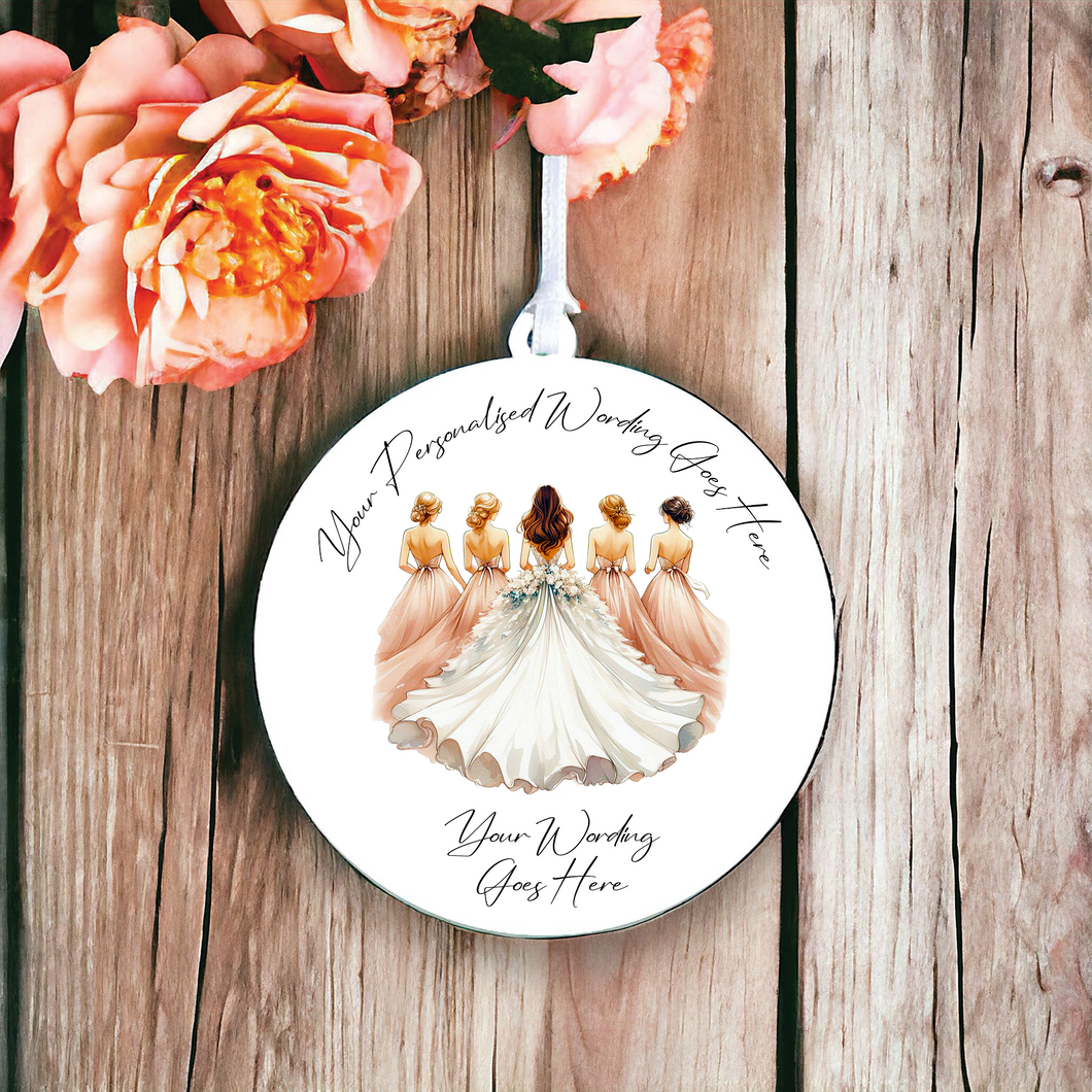 UV669 - Acrylic and UVDTF Personalised Round Hanging - Wedding theme - Wedding Party A - Olifantjie - Wooden - MDF - Lasercut - Blank - Craft - Kit - Mixed Media - UK