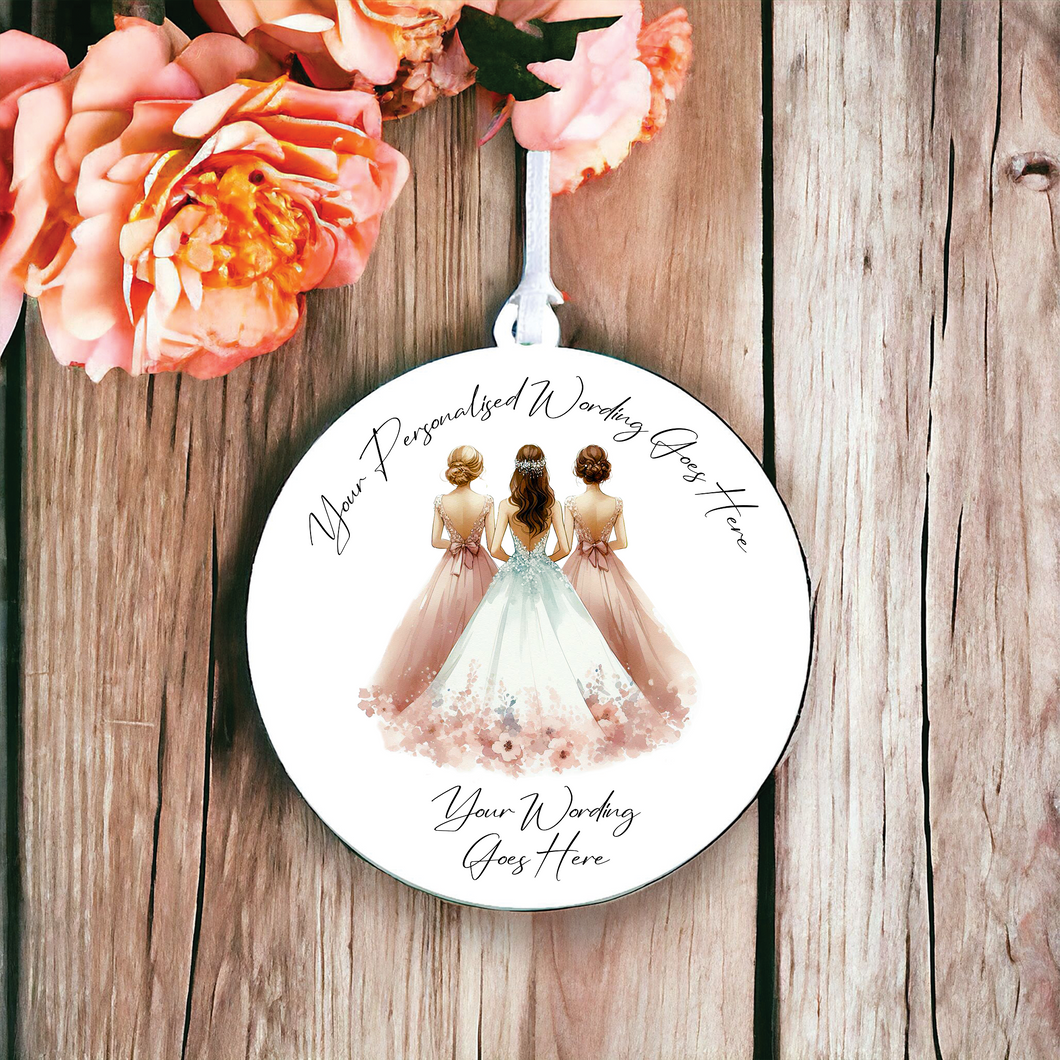UV670 - Acrylic and UVDTF Personalised Round Hanging - Wedding theme - Wedding Party B - Olifantjie - Wooden - MDF - Lasercut - Blank - Craft - Kit - Mixed Media - UK