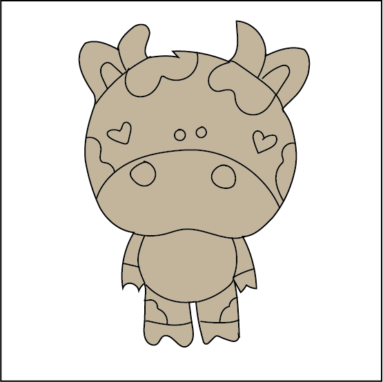 NO327 - MDF 2 Sizes Magnet sized Engraved - Cow - Olifantjie - Wooden - MDF - Lasercut - Blank - Craft - Kit - Mixed Media - UK