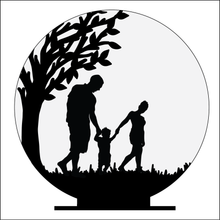 OL4941 - MDF Silhouette People Family - 3 People Themed Circle - Freestanding or Hanging/no holes - Acrylic white, or clear or MDF Circle - Olifantjie - Wooden - MDF - Lasercut - Blank - Craft - Kit - Mixed Media - UK