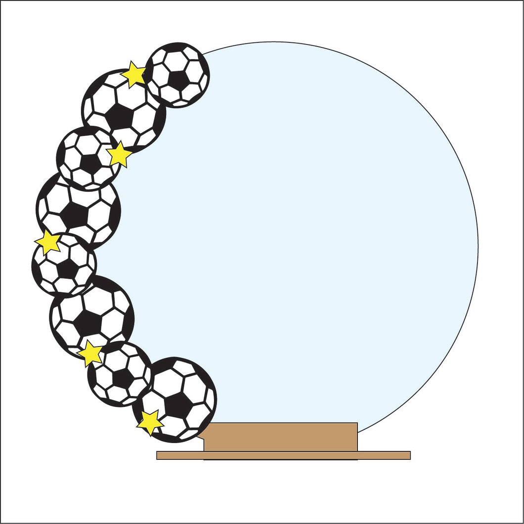 OL4860 - MDF Stacked Footballs Ball Themed Circle - Freestanding or Hanging/no holes - Acrylic white, or clear or MDF Circle - Olifantjie - Wooden - MDF - Lasercut - Blank - Craft - Kit - Mixed Media - UK