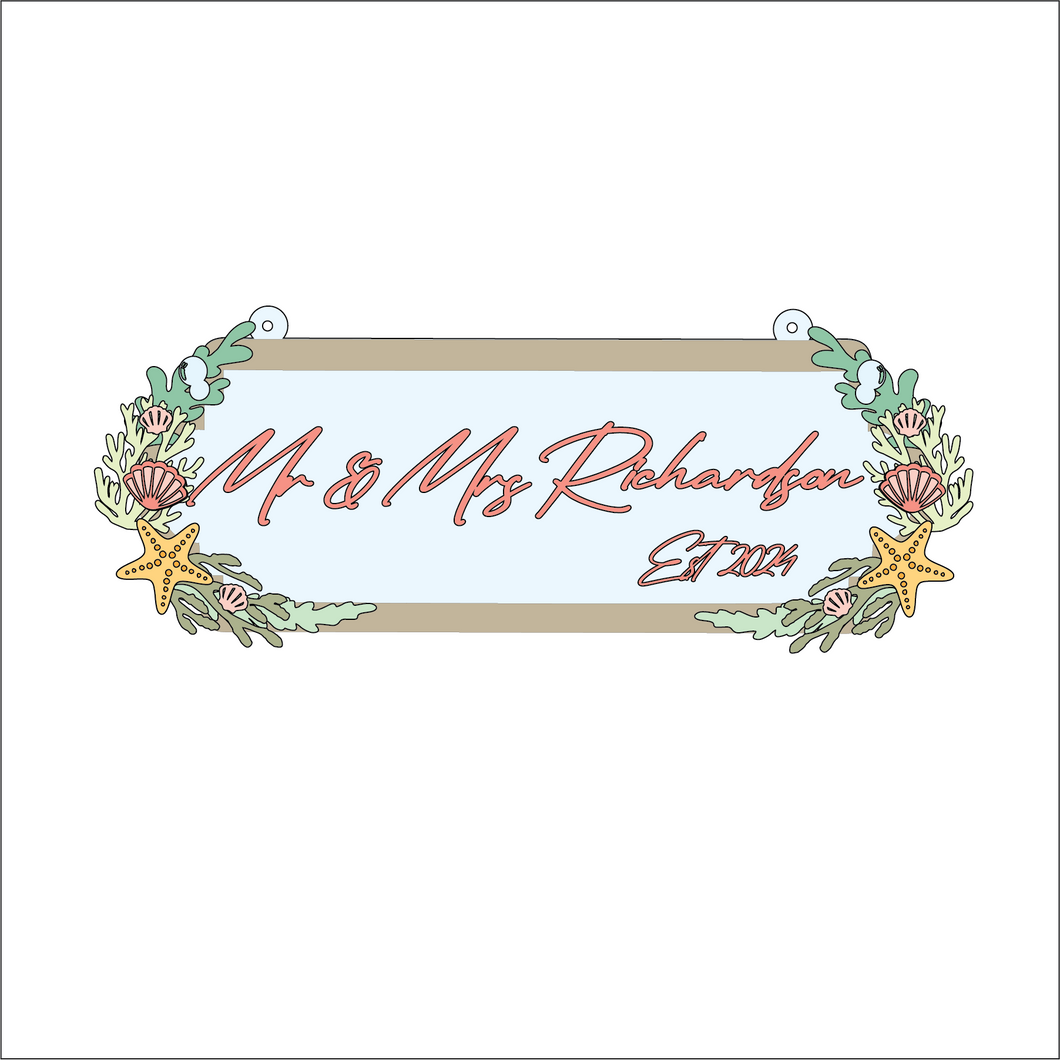 SS201 - MDF Mr & Mrs Double Height Nautical Themed Personalised Street Sign - Olifantjie - Wooden - MDF - Lasercut - Blank - Craft - Kit - Mixed Media - UK