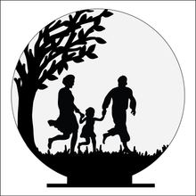 OL4941 - MDF Silhouette People Family - 3 People Themed Circle - Freestanding or Hanging/no holes - Acrylic white, or clear or MDF Circle - Olifantjie - Wooden - MDF - Lasercut - Blank - Craft - Kit - Mixed Media - UK