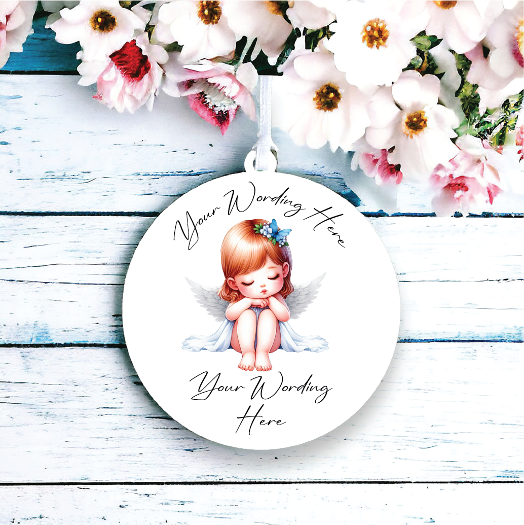 UV790 - Acrylic and UVDTF Personalised Round Hanging - Angel 8 - Olifantjie - Wooden - MDF - Lasercut - Blank - Craft - Kit - Mixed Media - UK