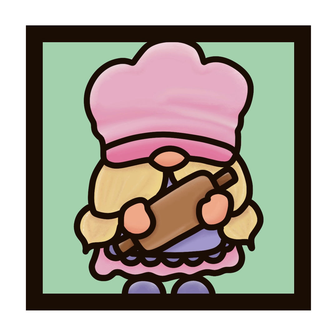 OL3551 - MDF Ladder Insert Tile - Female Chef Gonk / Gnome   Tile doodle - Olifantjie - Wooden - MDF - Lasercut - Blank - Craft - Kit - Mixed Media - UK