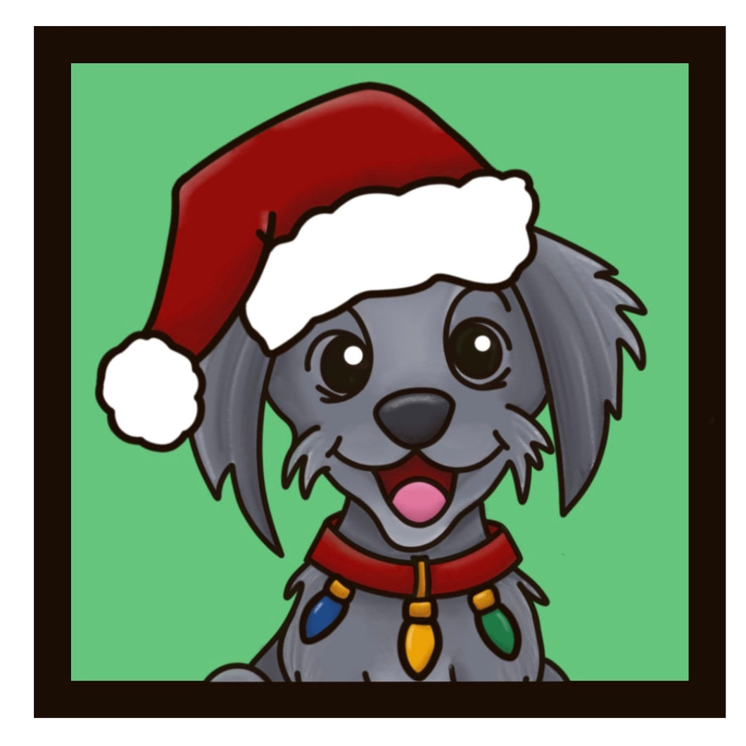 OL3530 - MDF Ladder Insert Tile - Christmas Cute Dog Tile doodle - Olifantjie - Wooden - MDF - Lasercut - Blank - Craft - Kit - Mixed Media - UK