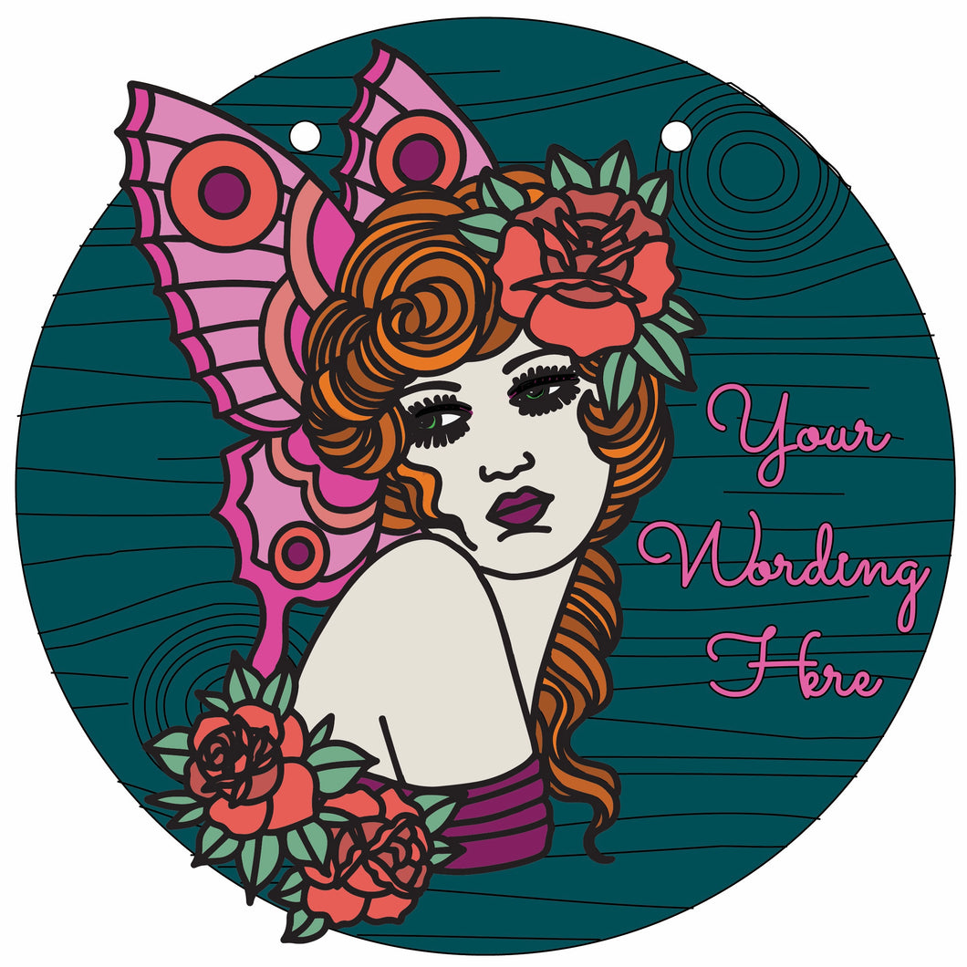 OL3223 - MDF Doodle Butterfly Woman Plaque - Olifantjie - Wooden - MDF - Lasercut - Blank - Craft - Kit - Mixed Media - UK