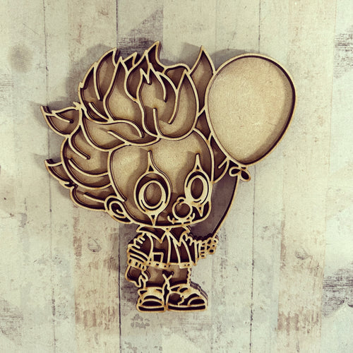 OL3249 - MDF - Creepy Clown - Creepy Halloween Optional Hanging Doodle Kit - Olifantjie - Wooden - MDF - Lasercut - Blank - Craft - Kit - Mixed Media - UK