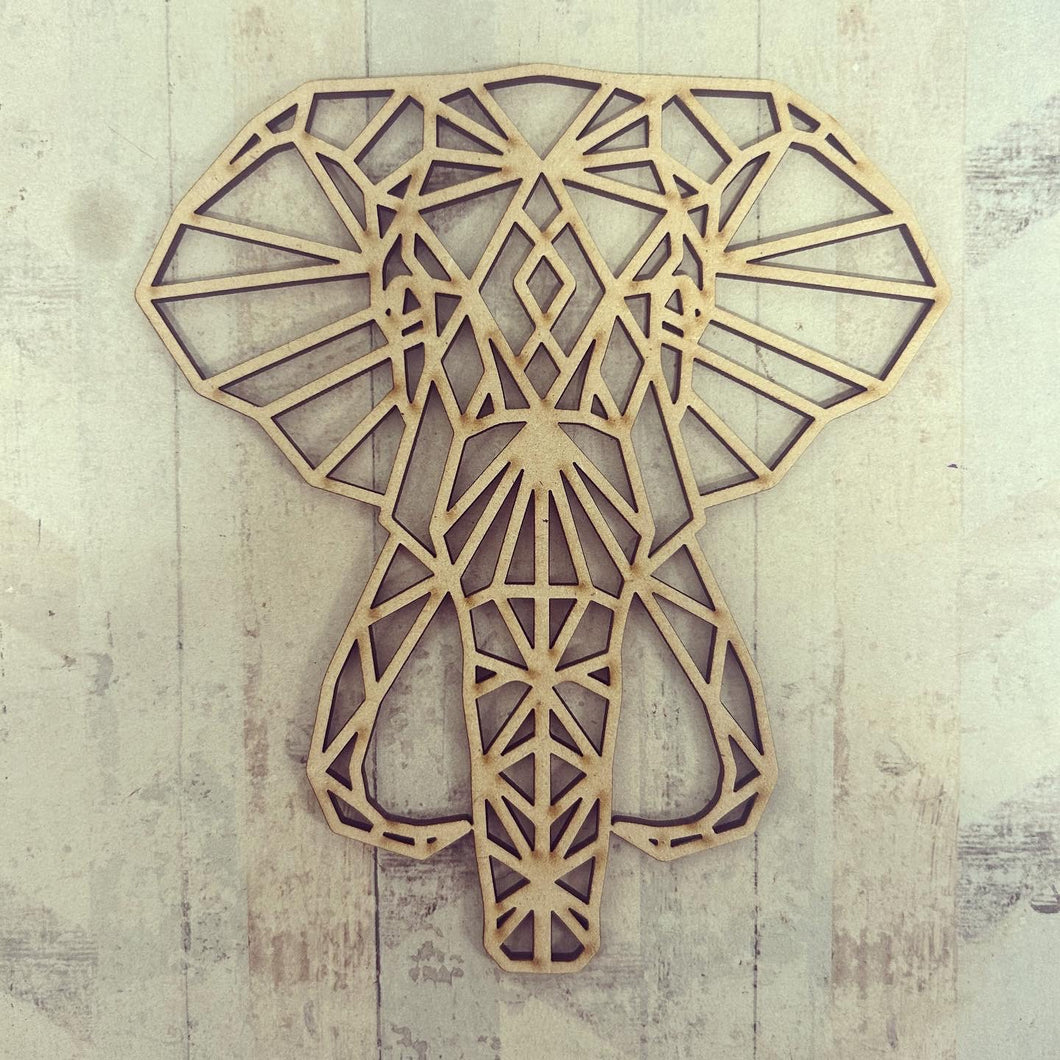 OL4061 - Geometric shape (optional backing) - Elephant 1 - Olifantjie - Wooden - MDF - Lasercut - Blank - Craft - Kit - Mixed Media - UK