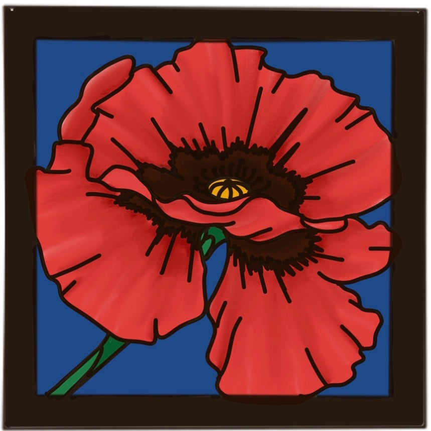 OL3294 - MDF Ladder Insert Tile - Doodle Poppy - Olifantjie - Wooden - MDF - Lasercut - Blank - Craft - Kit - Mixed Media - UK