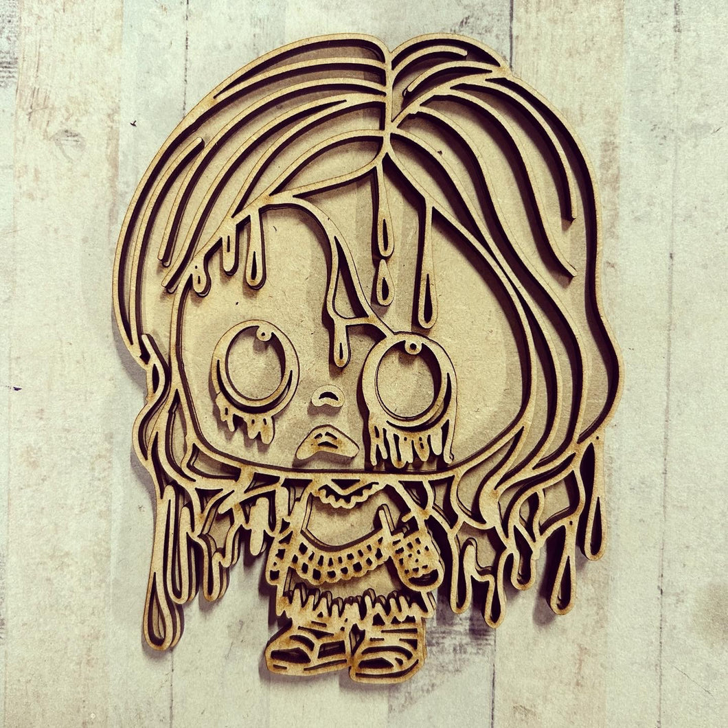 OL3248 - MDF - Bleeding Girl - Creepy Halloween Optional Hanging Doodle Kit - Olifantjie - Wooden - MDF - Lasercut - Blank - Craft - Kit - Mixed Media - UK