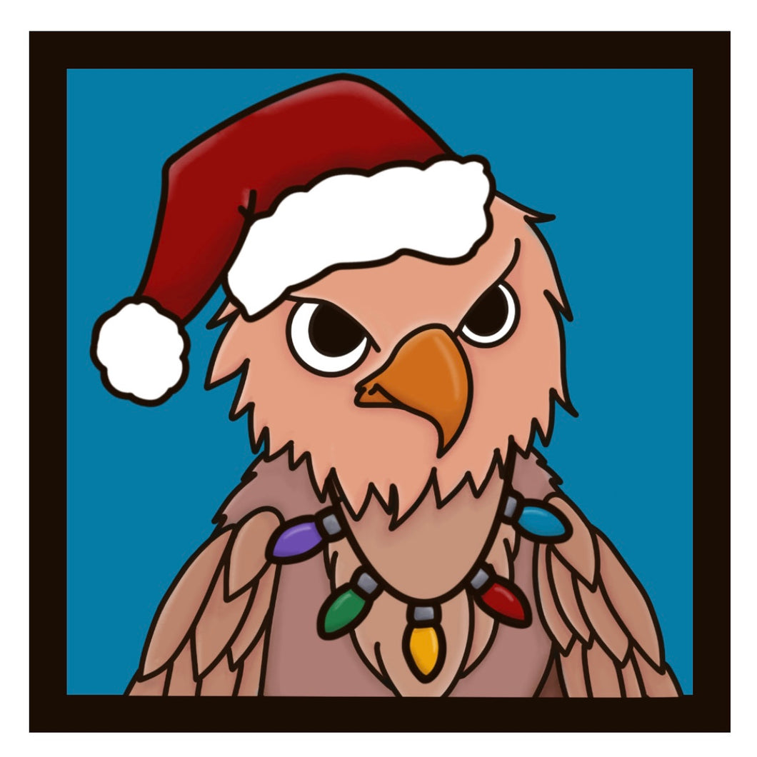 OL3525 - MDF Ladder Insert Tile - Christmas Cute Eagle Tile doodle - Olifantjie - Wooden - MDF - Lasercut - Blank - Craft - Kit - Mixed Media - UK