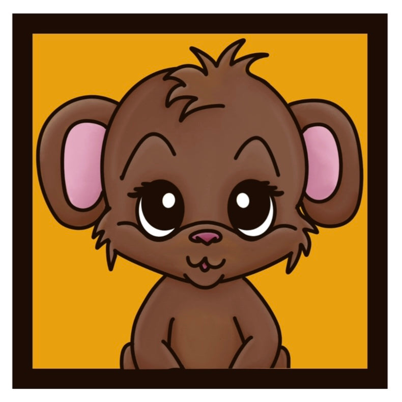OL3523 - MDF Ladder Insert Tile - Cute Monkey Tile doodle - Olifantjie - Wooden - MDF - Lasercut - Blank - Craft - Kit - Mixed Media - UK