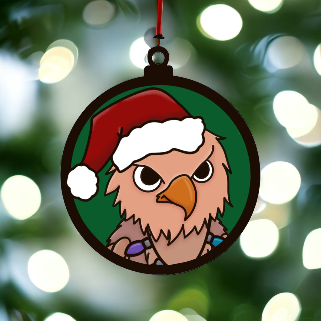 OL3541 - MDF Doodle Christmas Hanging - Cute Eagle with or without banner - Olifantjie - Wooden - MDF - Lasercut - Blank - Craft - Kit - Mixed Media - UK