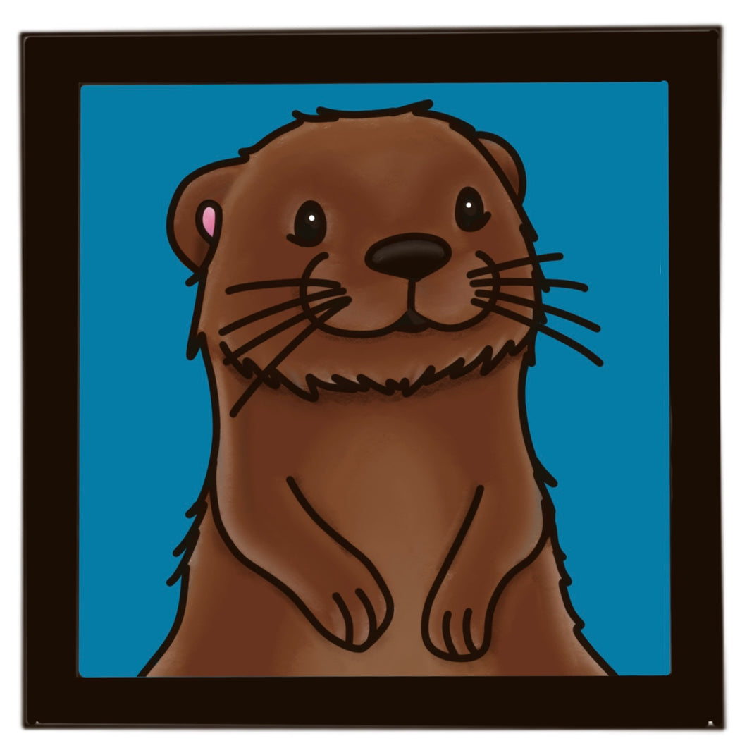 OL3488 - MDF Ladder Insert Tile - Cute Otter Tile doodle - Olifantjie - Wooden - MDF - Lasercut - Blank - Craft - Kit - Mixed Media - UK
