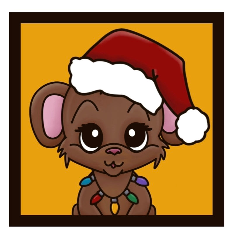 OL3524 - MDF Ladder Insert Tile - Christmas Cute Monkey Tile doodle - Olifantjie - Wooden - MDF - Lasercut - Blank - Craft - Kit - Mixed Media - UK