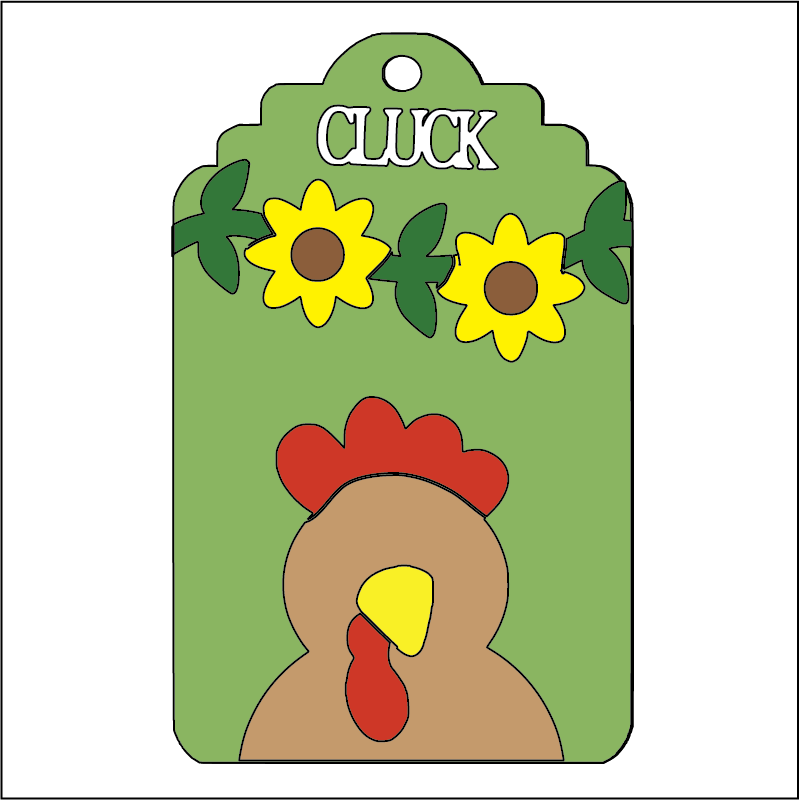 NO789 - MDF 3 Sizes Farm Hanging Bauble - Rooster Tag - Olifantjie - Wooden - MDF - Lasercut - Blank - Craft - Kit - Mixed Media - UK