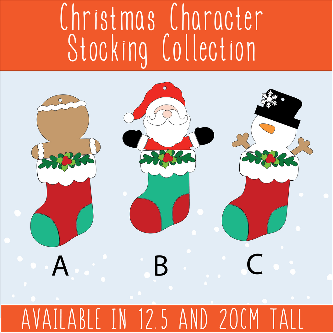 NO806 - MDF Christmas Character Stocking Hanging Collection - Olifantjie - Wooden - MDF - Lasercut - Blank - Craft - Kit - Mixed Media - UK