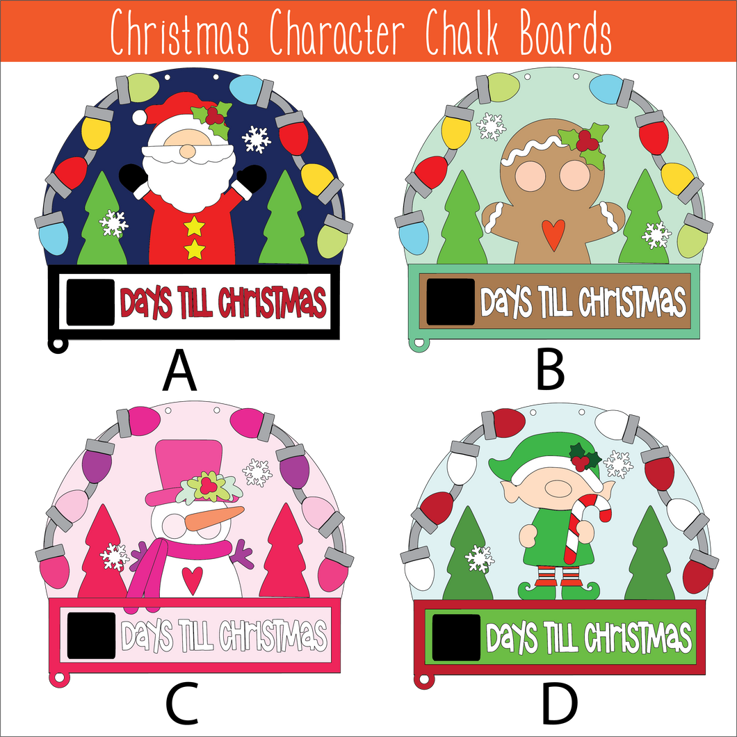 NO807 - MDF Christmas Character Chalkboard Collection - choose one