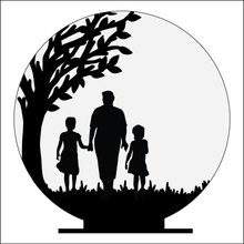 OL4941 - MDF Silhouette People Family - 3 People Themed Circle - Freestanding or Hanging/no holes - Acrylic white, or clear or MDF Circle - Olifantjie - Wooden - MDF - Lasercut - Blank - Craft - Kit - Mixed Media - UK