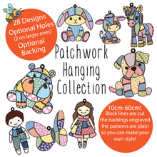 OL6089 - Wall Plaques upto 60cm (optional backing + hanging) - Patchwork Character Collection - select one - Olifantjie - Wooden - MDF - Lasercut - Blank - Craft - Kit - Mixed Media - UK