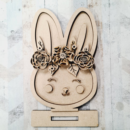 OL1287 - MDF freestanding Floral Bunny Head - Olifantjie - Wooden - MDF - Lasercut - Blank - Craft - Kit - Mixed Media - UK