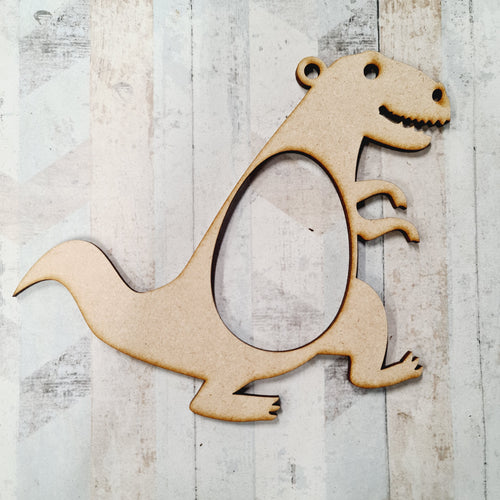 OL1288 - MDF Kinder Egg Hanging Bauble - Dinosaur - Olifantjie - Wooden - MDF - Lasercut - Blank - Craft - Kit - Mixed Media - UK
