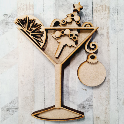 SJ347 - MDF Sarah Jane Christmas Tree Cocktail Ornate Bauble - Olifantjie - Wooden - MDF - Lasercut - Blank - Craft - Kit - Mixed Media - UK