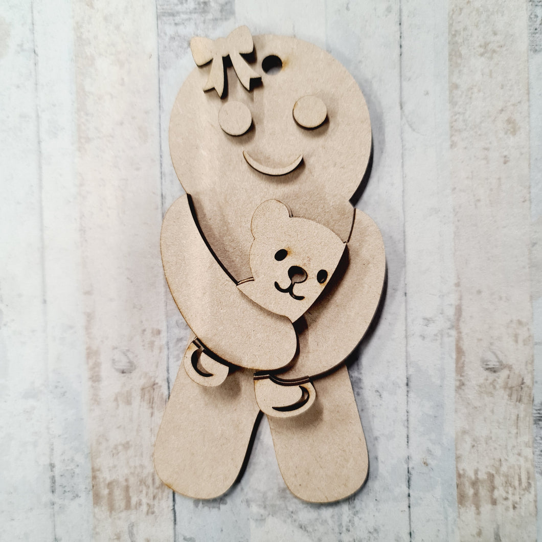 Sale OL503- MDF Fancy Dress Gingerbread - Teddy Cuddles - Olifantjie - Wooden - MDF - Lasercut - Blank - Craft - Kit - Mixed Media - UK
