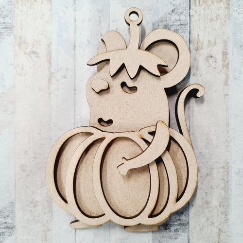 Sale OL396 - MDF Pumpkin Mouse Hanging Halloween Bauble - Olifantjie - Wooden - MDF - Lasercut - Blank - Craft - Kit - Mixed Media - UK