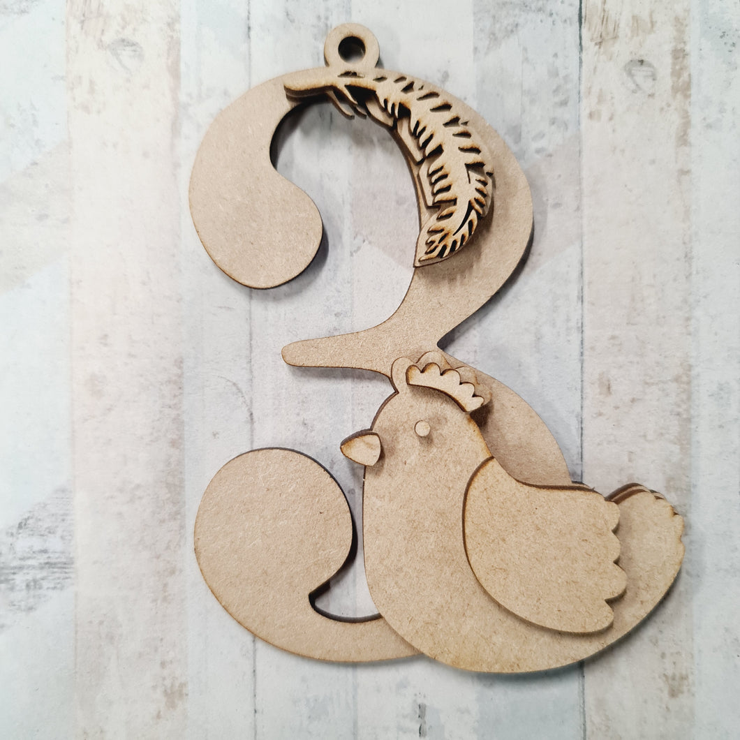 SJ328 - MDF Sarah Jane 12 days Christmas hanging or not - Day 3 - Olifantjie - Wooden - MDF - Lasercut - Blank - Craft - Kit - Mixed Media - UK