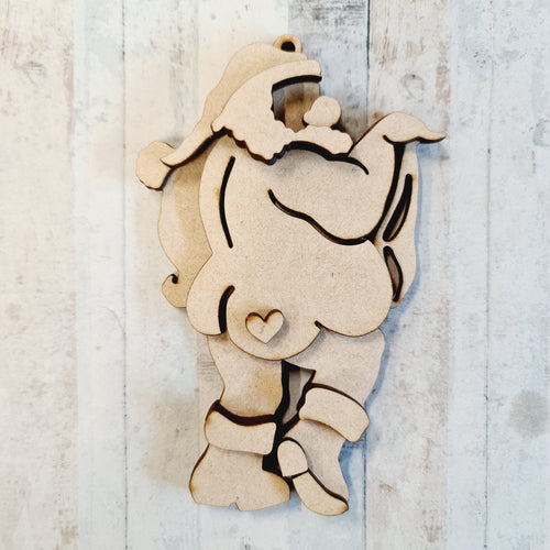 SJ380 - MDF Sarah Jane Naughty Santa Bauble - rear facing - Olifantjie - Wooden - MDF - Lasercut - Blank - Craft - Kit - Mixed Media - UK
