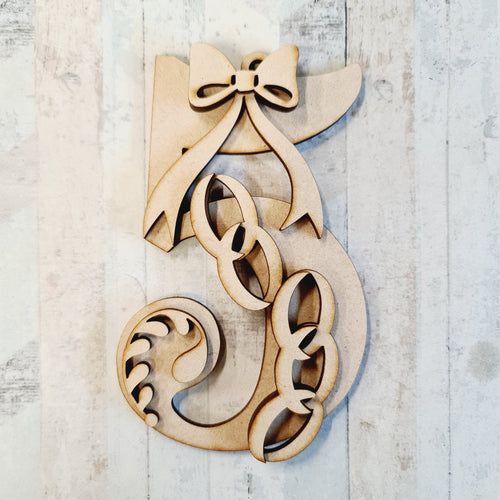 SJ330 - MDF Sarah Jane 12 days Christmas hanging or not - Day 5 - Olifantjie - Wooden - MDF - Lasercut - Blank - Craft - Kit - Mixed Media - UK
