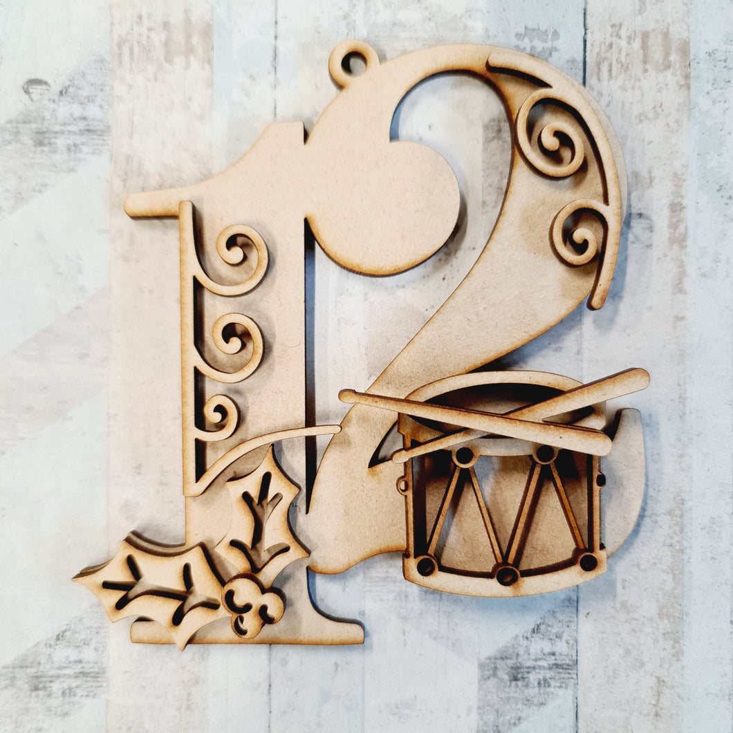 SJ337 - MDF Sarah Jane 12 days Christmas hanging or not - Day 12 - Olifantjie - Wooden - MDF - Lasercut - Blank - Craft - Kit - Mixed Media - UK