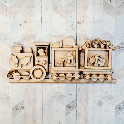 SJ365 - MDF Sarah Jane Bear Train Mdf Kit - Olifantjie - Wooden - MDF - Lasercut - Blank - Craft - Kit - Mixed Media - UK