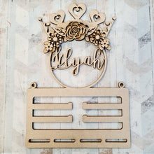 BH039 - MDF Tiara Themed - Medal / Bow Holder - 4 flower choices - Olifantjie - Wooden - MDF - Lasercut - Blank - Craft - Kit - Mixed Media - UK