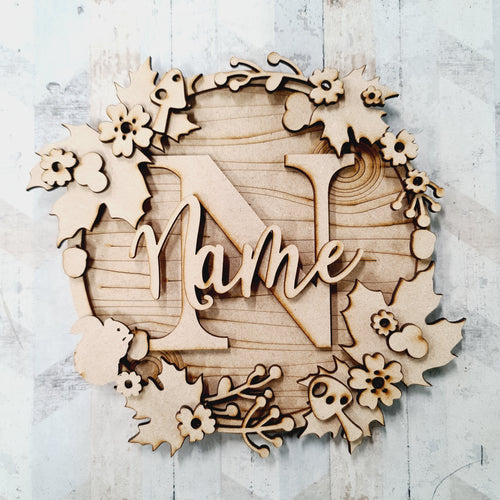 W027- MDF Autumn Wreath - Olifantjie - Wooden - MDF - Lasercut - Blank - Craft - Kit - Mixed Media - UK