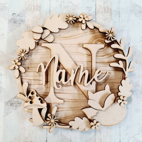W051 - MDF Fox Wreath - Olifantjie - Wooden - MDF - Lasercut - Blank - Craft - Kit - Mixed Media - UK