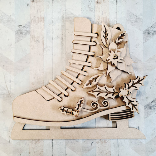 SJ316 - MDF Sarah Jane Winter Ice Skate Hanging - Olifantjie - Wooden - MDF - Lasercut - Blank - Craft - Kit - Mixed Media - UK