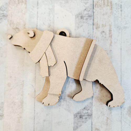 SJ386 - MDF Polar Bear Bauble - Olifantjie - Wooden - MDF - Lasercut - Blank - Craft - Kit - Mixed Media - UK