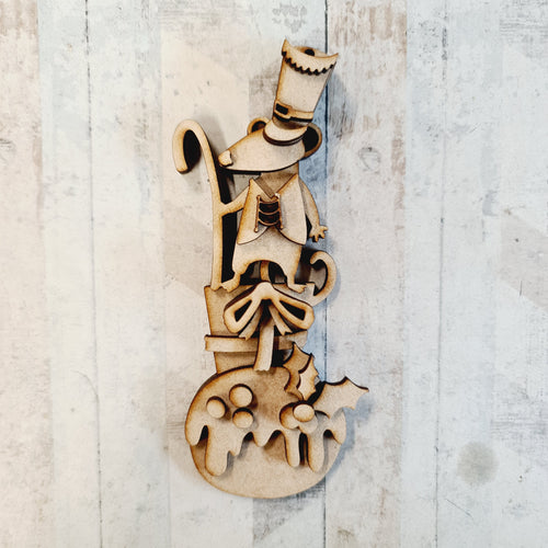 SJ371 - MDF Christmas Soldier Mouse Hanging Bauble - Olifantjie - Wooden - MDF - Lasercut - Blank - Craft - Kit - Mixed Media - UK